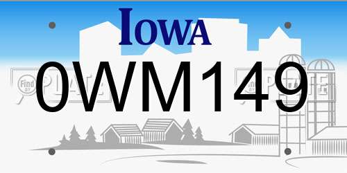 0WM149 Iowa License Plate