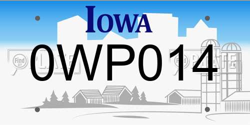 0WP014 Iowa License Plate