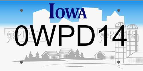 0WPD14 Iowa License Plate
