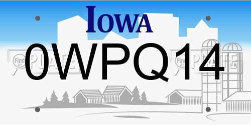0WPQ14 Iowa License Plate