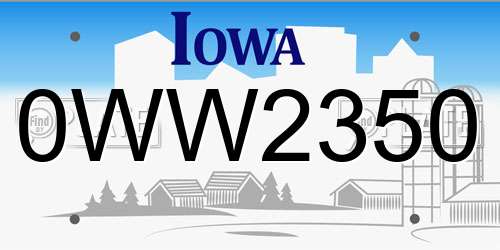 0WW2350 Iowa License Plate