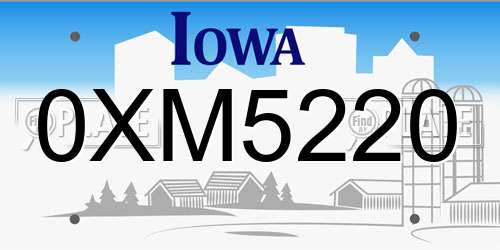 0XM5220 Iowa License Plate