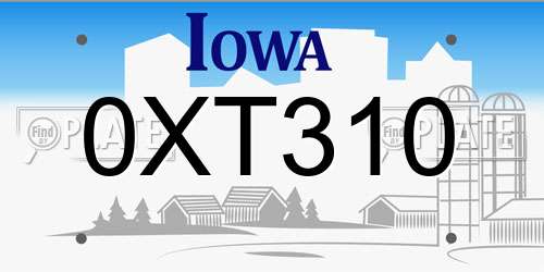0XT310 Iowa License Plate