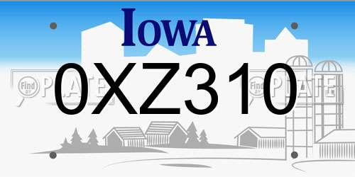 0XZ310 Iowa License Plate