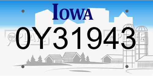 0Y31943 Iowa License Plate