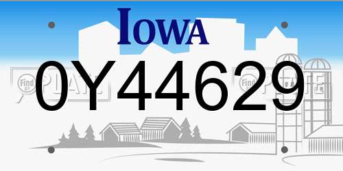0Y44629 Iowa License Plate