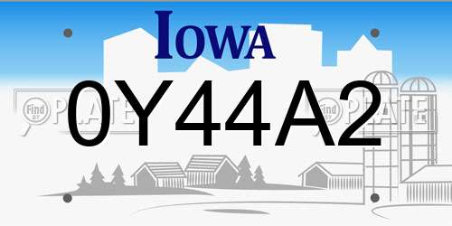 0Y44A2 Iowa License Plate