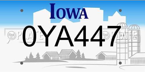 0YA447 Iowa License Plate