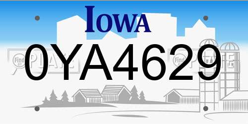 0YA4629 Iowa License Plate