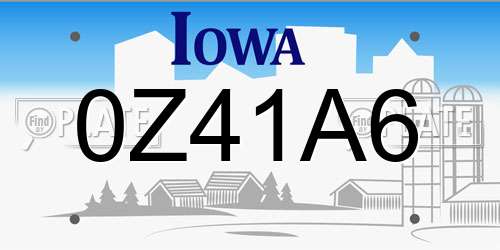 0Z41A6 Iowa License Plate