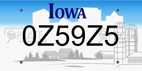 0Z59Z5 Iowa License Plate