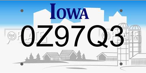 0Z97Q3 Iowa License Plate