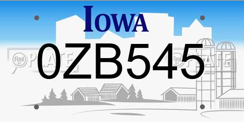 0ZB545 Iowa License Plate