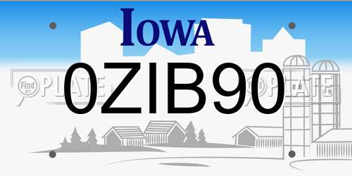 0ZIB90 Iowa License Plate