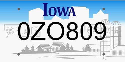 0ZO809 Iowa License Plate