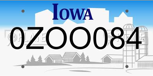 0ZOO084 Iowa License Plate