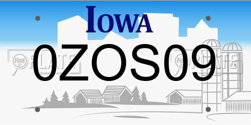 0ZOS09 Iowa License Plate