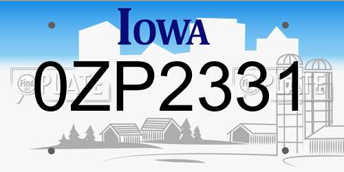 0ZP2331 Iowa License Plate