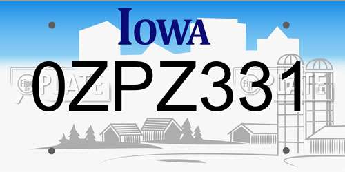 0ZPZ331 Iowa License Plate