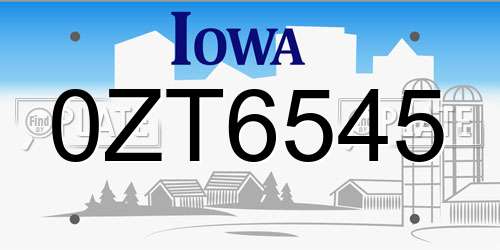 0ZT6545 Iowa License Plate