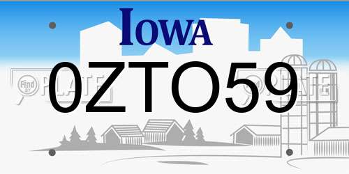 0ZTO59 Iowa License Plate