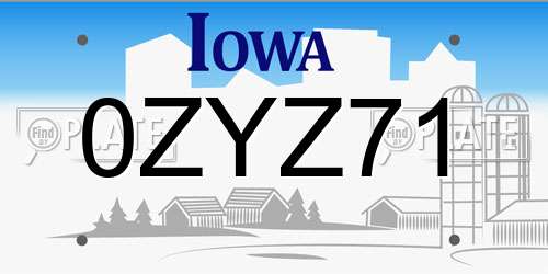 0ZYZ71 Iowa License Plate