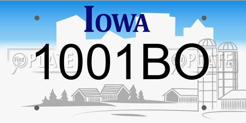 1001BO Iowa License Plate