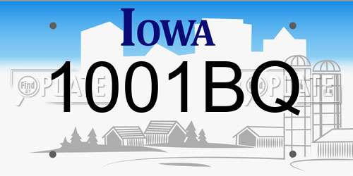 1001BQ Iowa License Plate