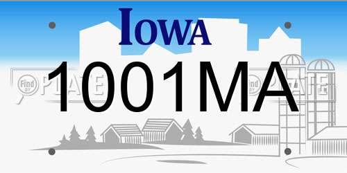 1001MA Iowa License Plate