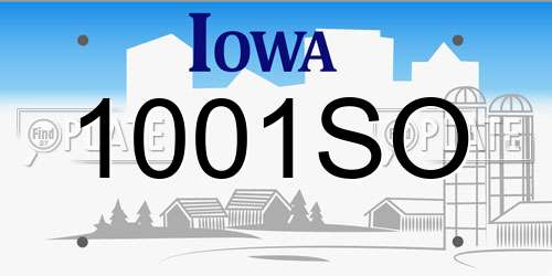 1001SO Iowa License Plate