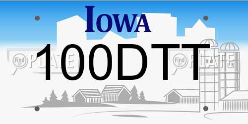 100DTT Iowa License Plate