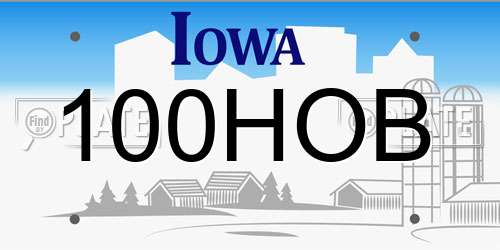 100HOB Iowa License Plate