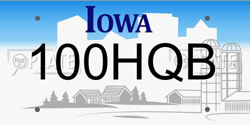 100HQB Iowa License Plate