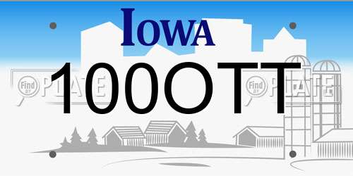 100OTT Iowa License Plate