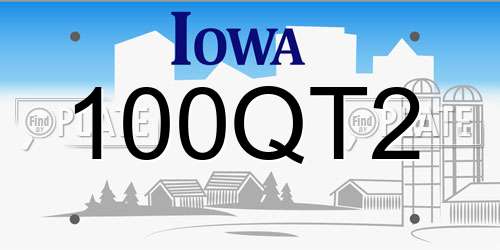 100QT2 Iowa License Plate