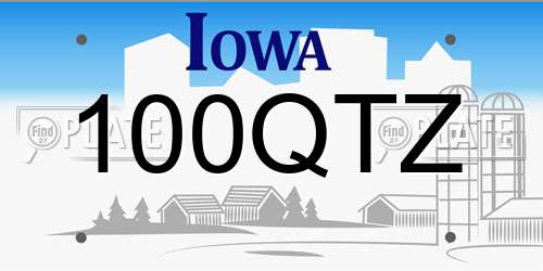 100QTZ Iowa License Plate