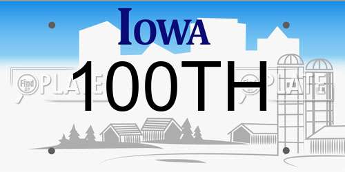 100TH Iowa License Plate