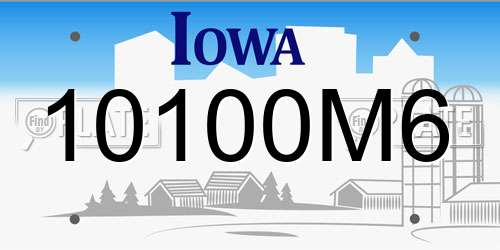 10100M6 Iowa License Plate