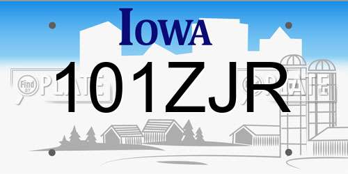 101ZJR Iowa License Plate
