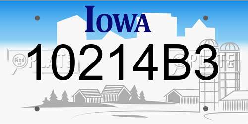 10214B3 Iowa License Plate