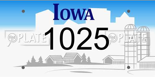 1025 Iowa License Plate
