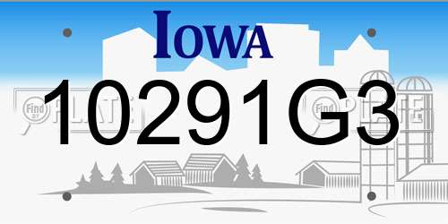 10291G3 Iowa License Plate