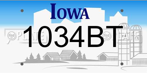 1034BT Iowa License Plate