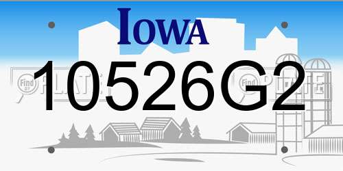 10526G2 Iowa License Plate