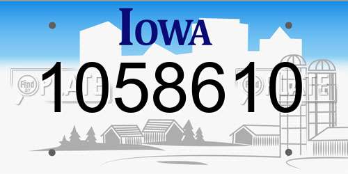 1058610 Iowa License Plate