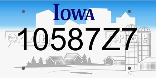 10587Z7 Iowa License Plate