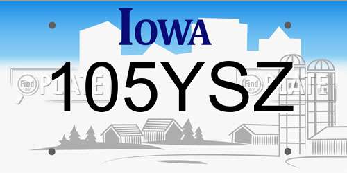 105YSZ Iowa License Plate