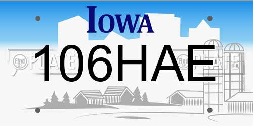 106HAE Iowa License Plate