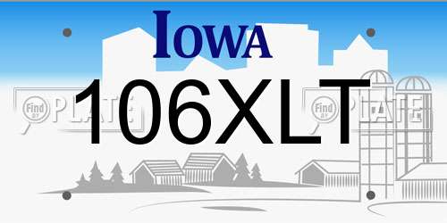 106XLT Iowa License Plate