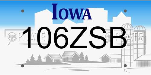 106ZSB Iowa License Plate